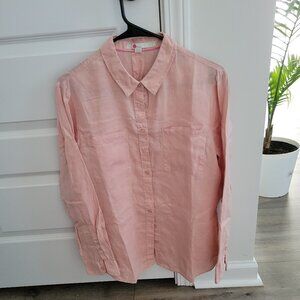 Boden Linen Shirt US 6 UK 10 Blush Rose Pink Light Summer Womens Casual Beach